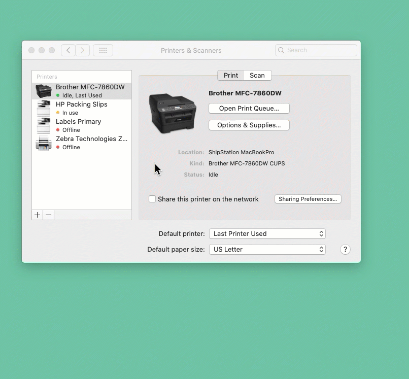 change printer default preferences on mac for chrome